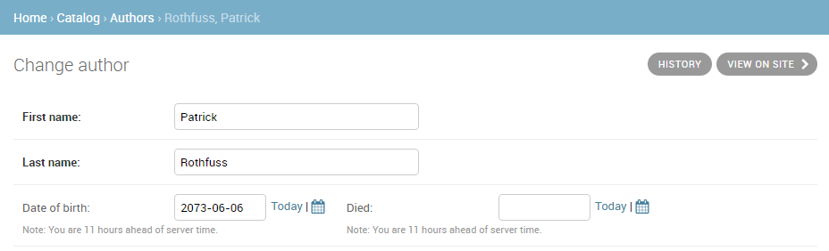 Admin-Seite - Verbesserter Autorendetail