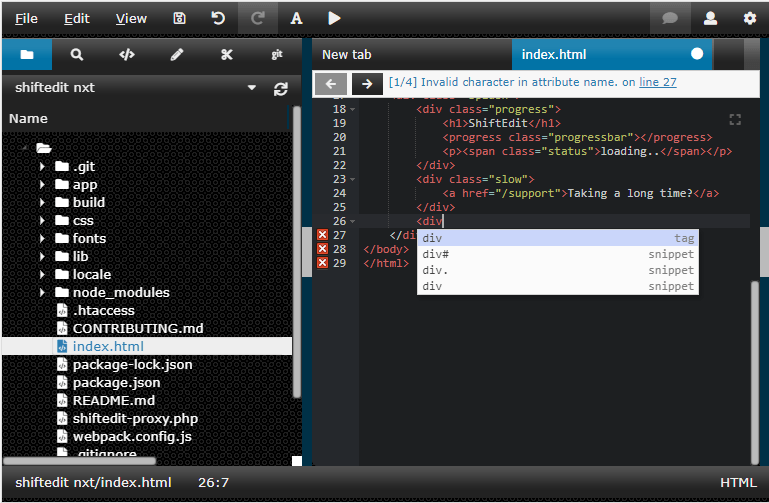 Bildschirmfoto von ShiftEdit