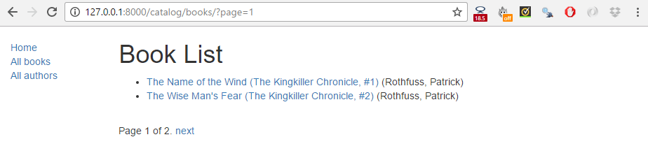 Página de lista de libros - paginada